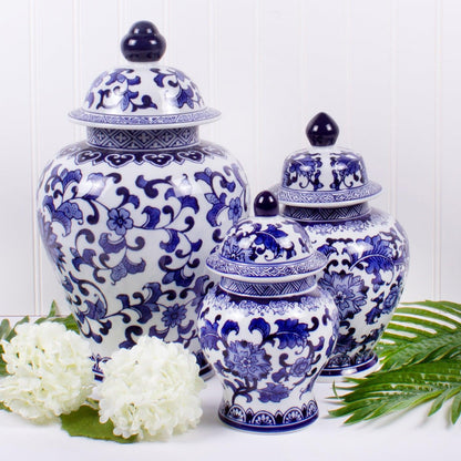 Blue Porcelain Ginger Jar - two sizes - Sorelle Gifts