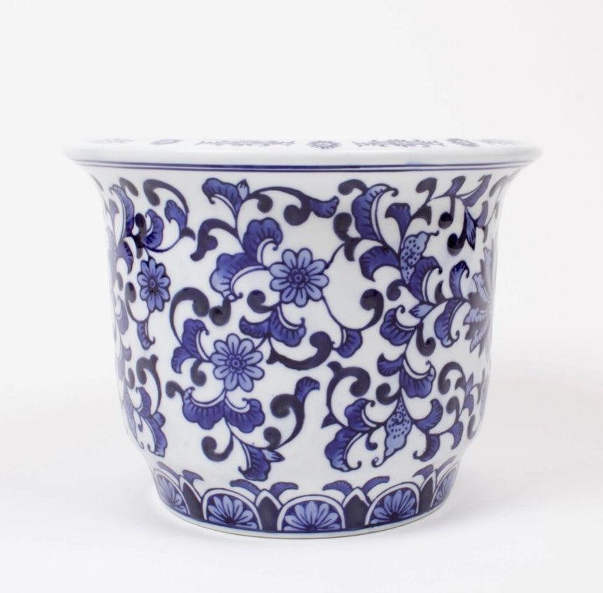 Blue Porcelain Chinoiserie Planter / Ice Bucket - Sorelle Gifts