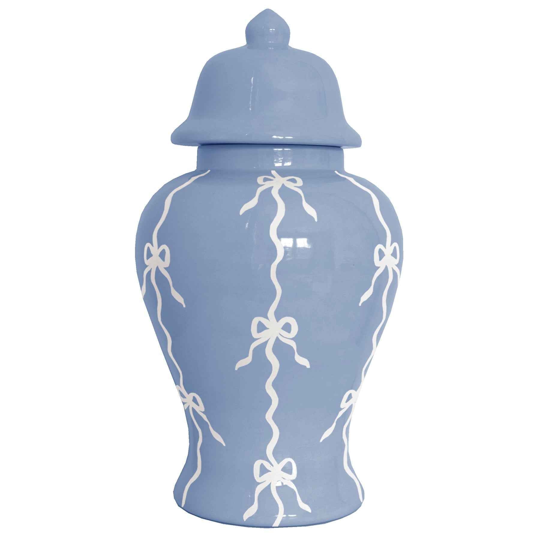Bow Stripe Ginger Jars in French Blue