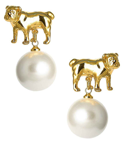 Bulldog Drop Stud Earring - 18k Gold Plated