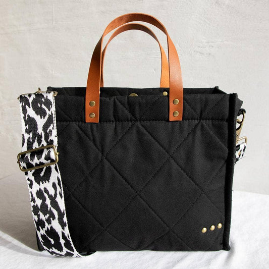Carrie Black Quilted Crossbody Tote - Sorelle Gifts