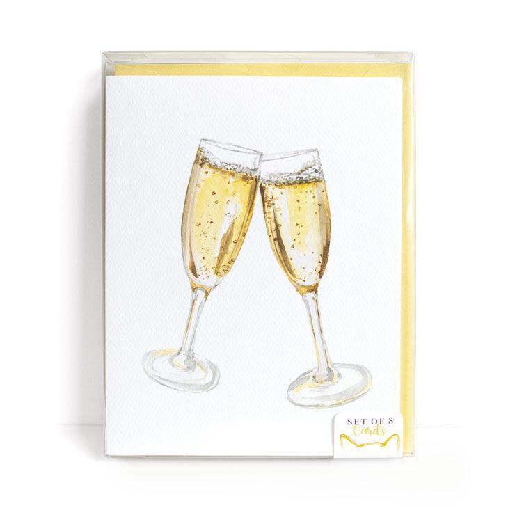 Champagne Cheers Note Cards, Set of 8 - Sorelle Gifts