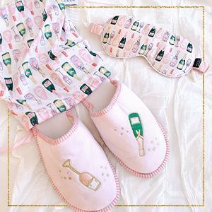 Champagne Foldable Slippers & Pouch Set - Sorelle Gifts