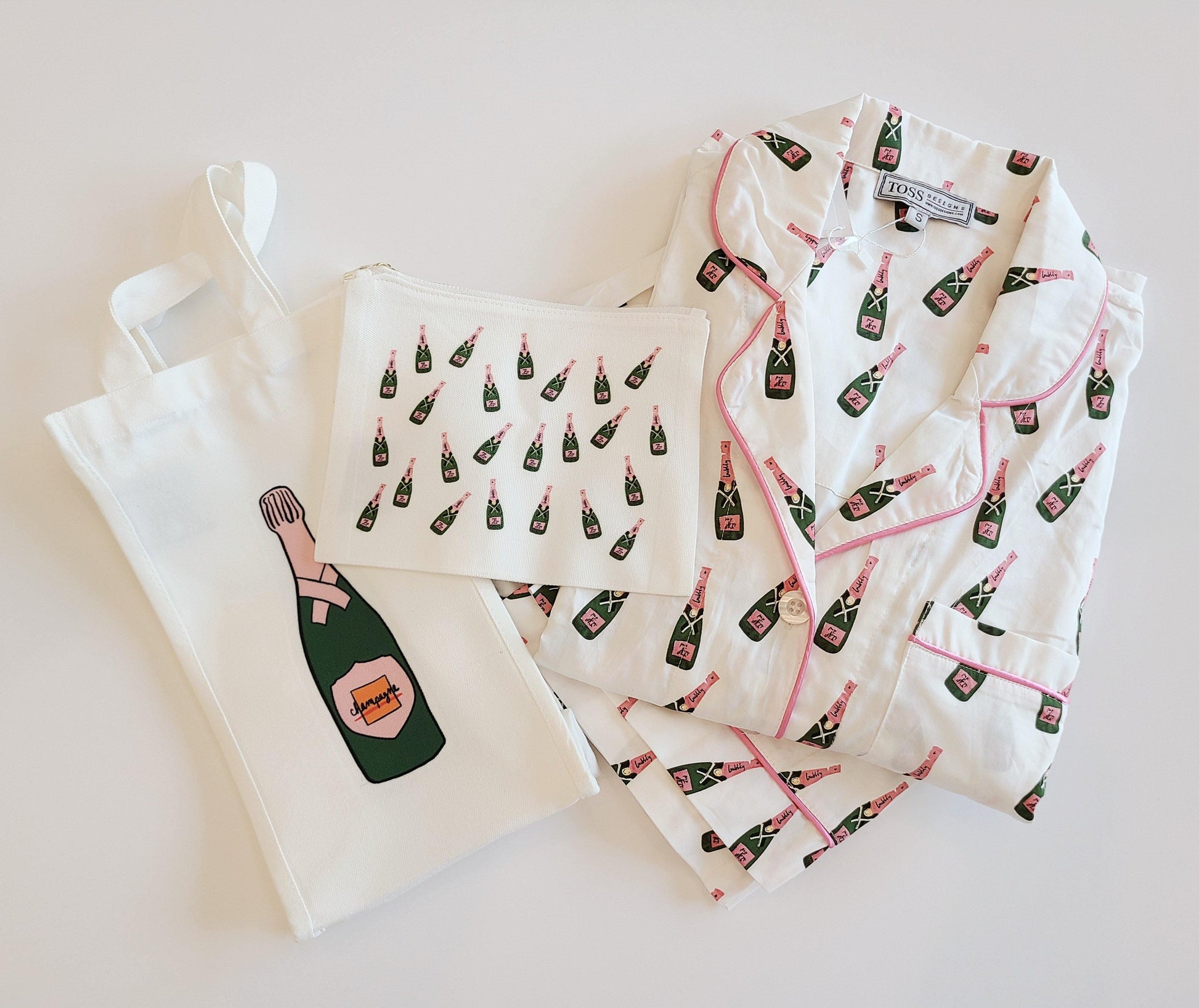Champagne zip pouch - Sorelle Gifts
