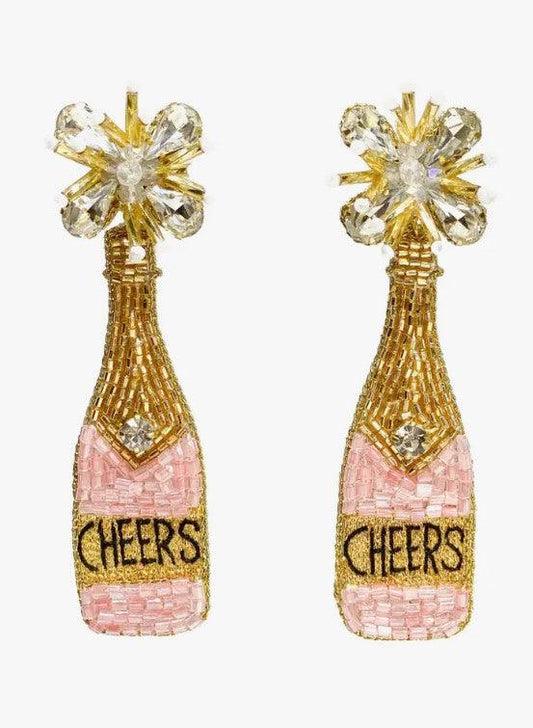 Cheers Pink Champagne Beaded Earrings - Sorelle Gifts
