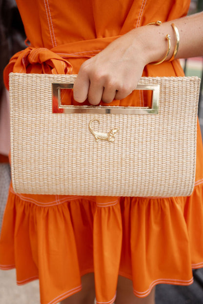Chloe Clutch - Straw - Gold Charm