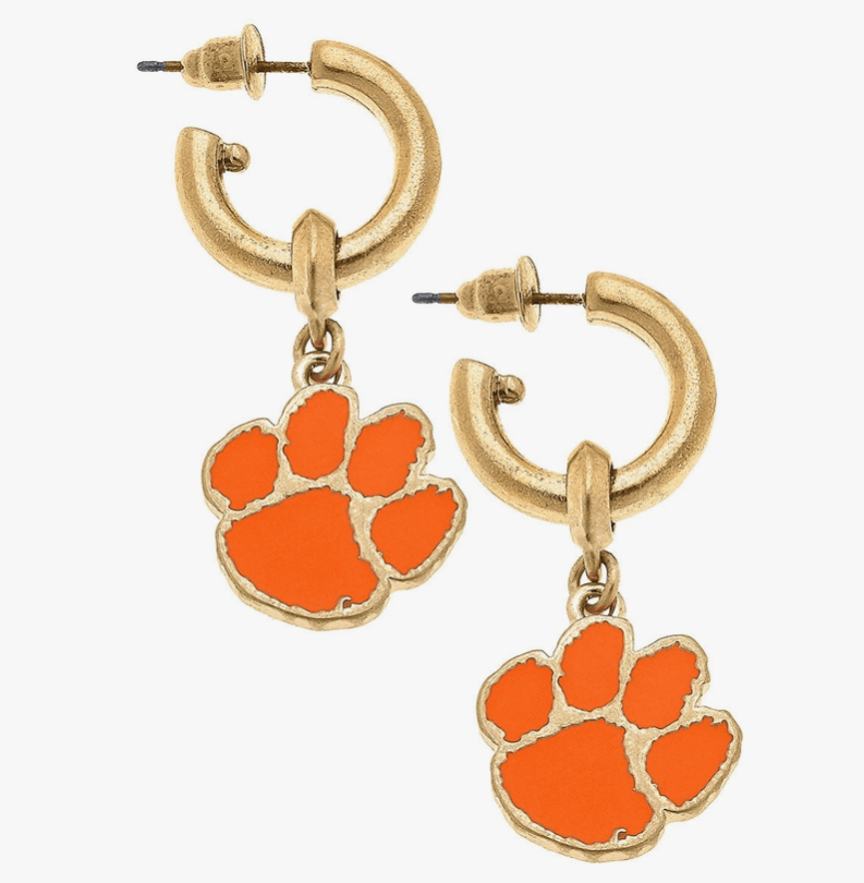 Clemson Tigers Game Day Drop Hoop Earrings - Sorelle Gifts