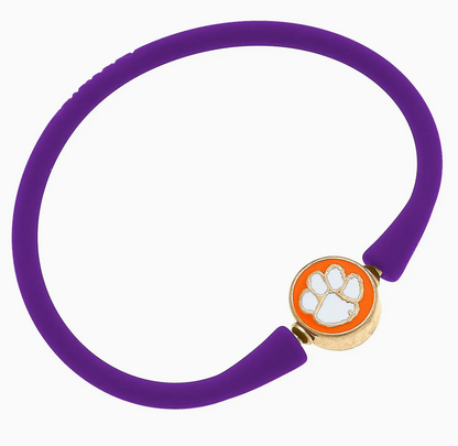 Clemson Tigers Enamel Silicone Bali Bracelet - Purple