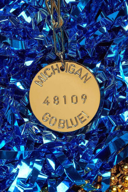 College Tag Charm Necklace - 18k Gold Plated Paper Clip Chain