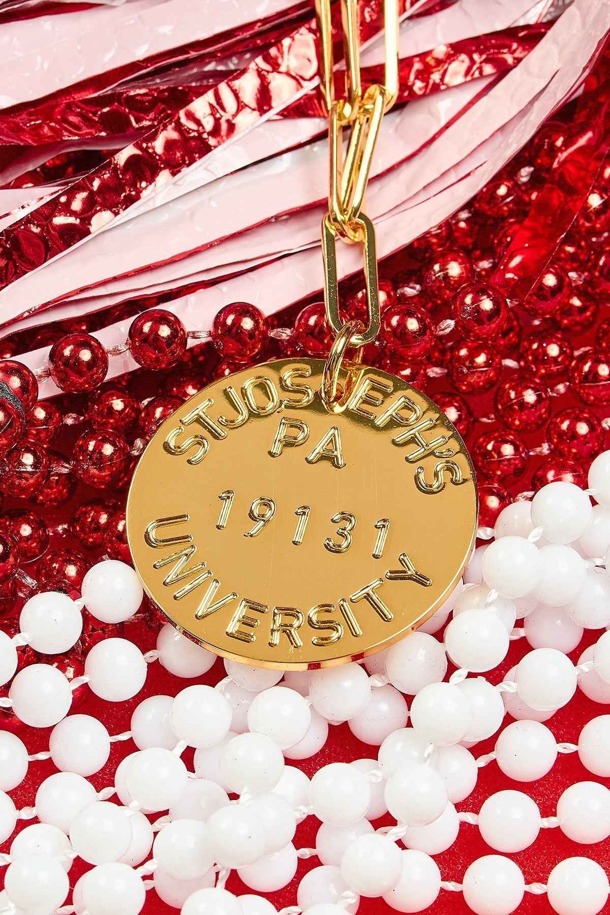 College Tag Charm Necklace - 18k Gold Plated Paper Clip Chain