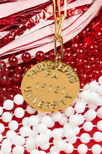 College Tag Charm Necklace - 18k Gold Plated Paper Clip Chain