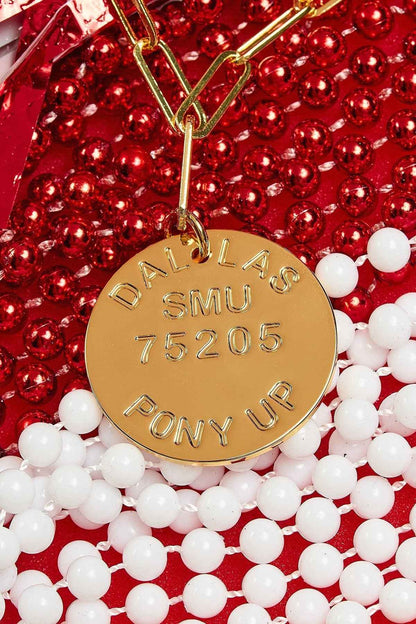 College Tag Charm Necklace - 18k Gold Plated Paper Clip Chain