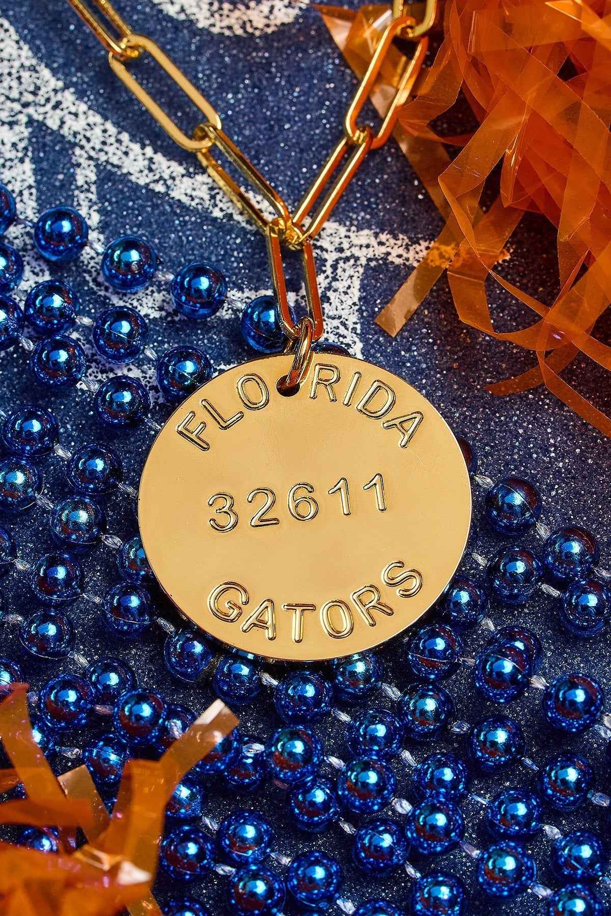 College Tag Charm Necklace - 18k Gold Plated Paper Clip Chain