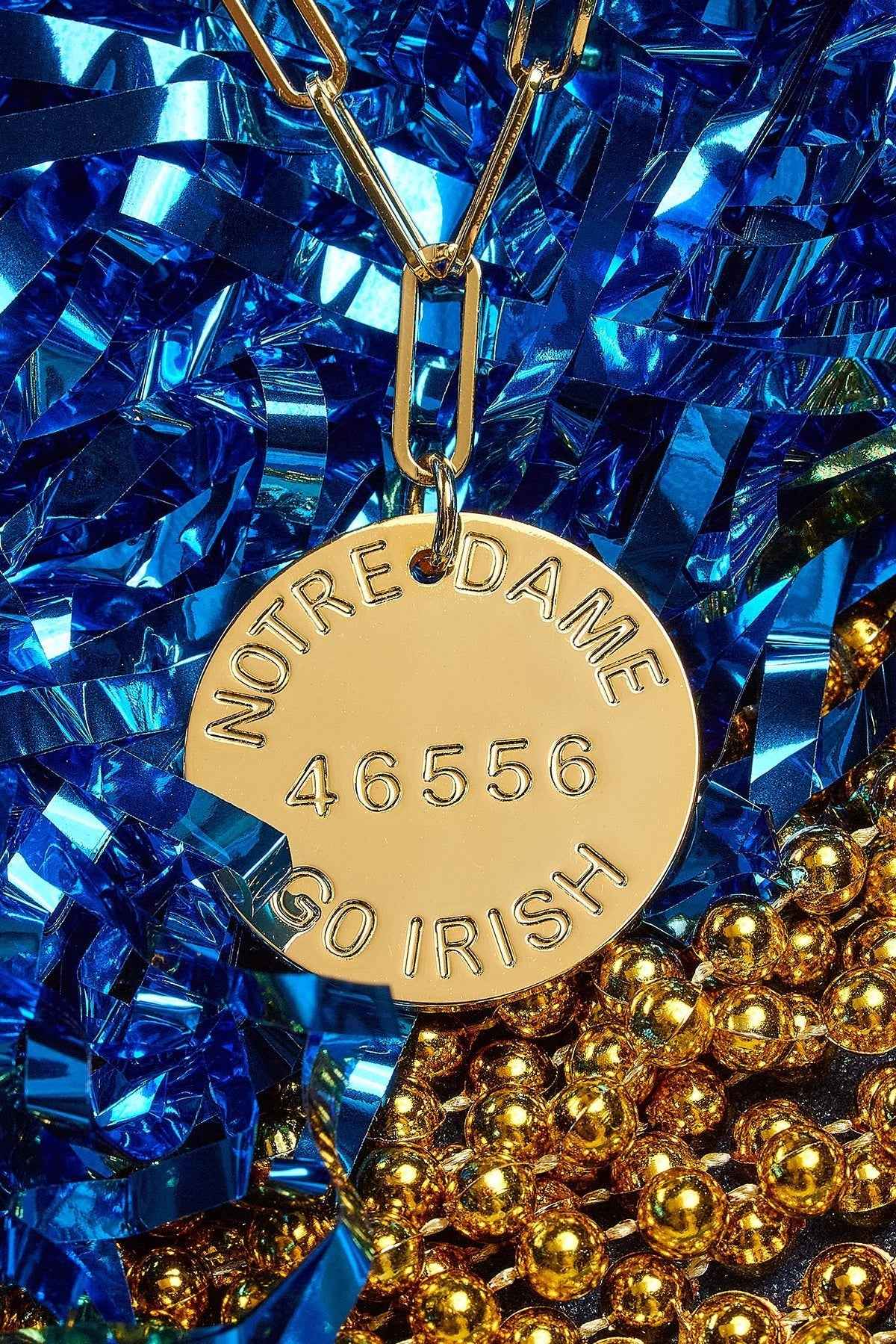 College Tag Charm Necklace - 18k Gold Plated Paper Clip Chain