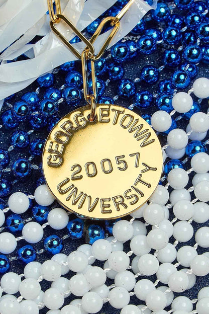 College Tag Charm Necklace - 18k Gold Plated Paper Clip Chain