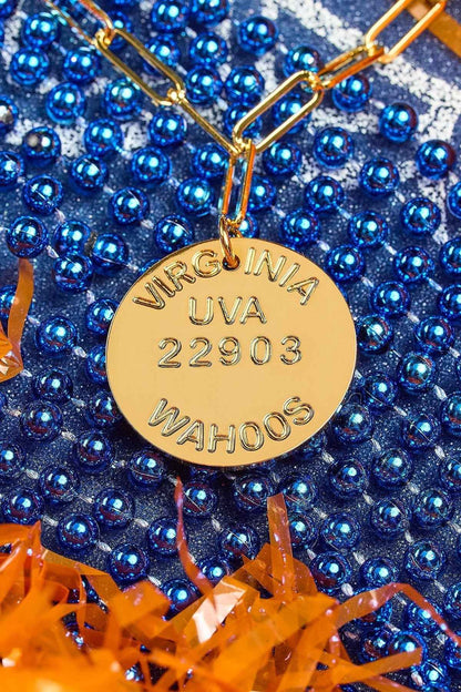 College Tag Charm Necklace - 18k Gold Plated Paper Clip Chain
