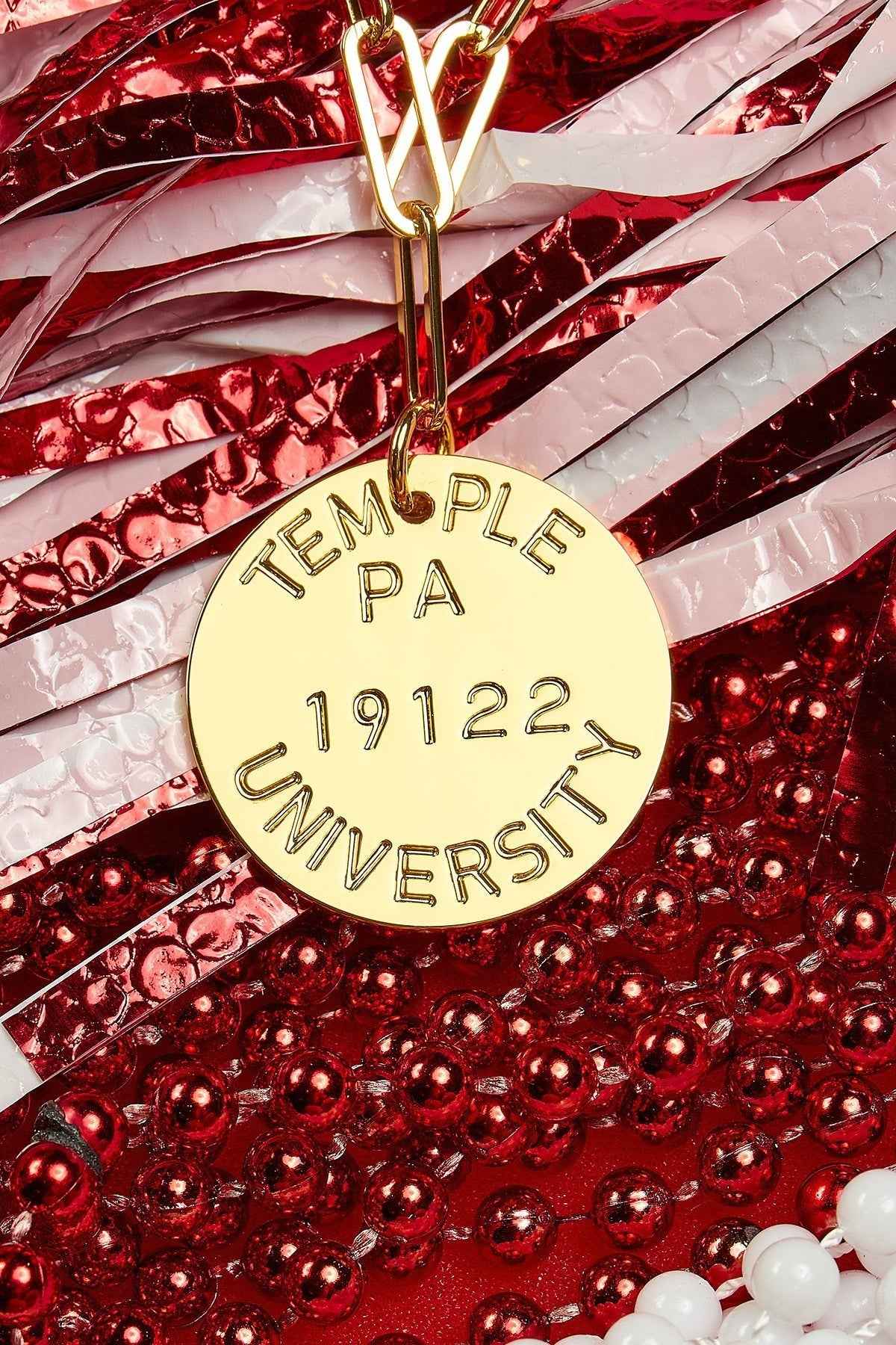 College Tag Charm Necklace - 18k Gold Plated Paper Clip Chain