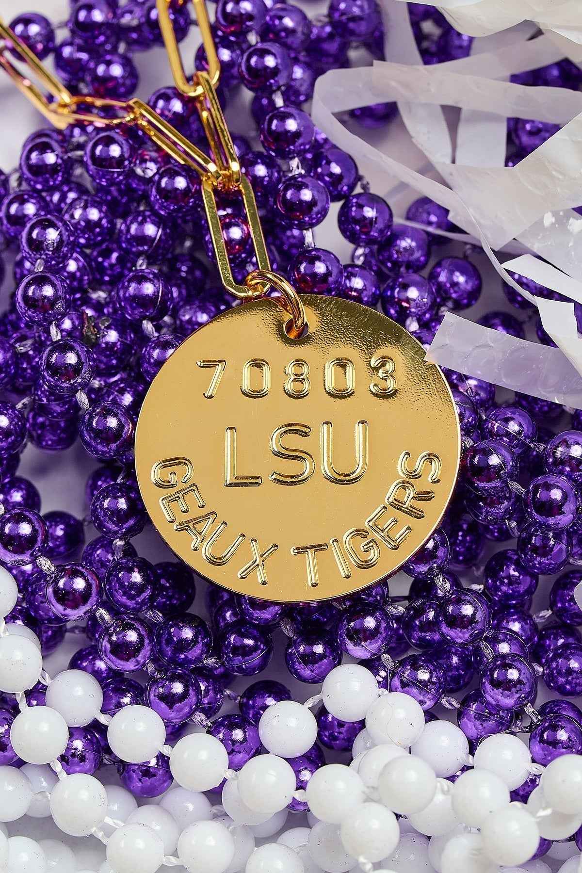 College Tag Charm Necklace - 18k Gold Plated Paper Clip Chain