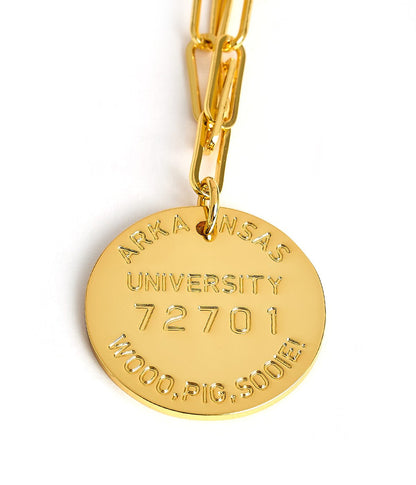 College Tag Charm Necklace - 18k Gold Plated Paper Clip Chain