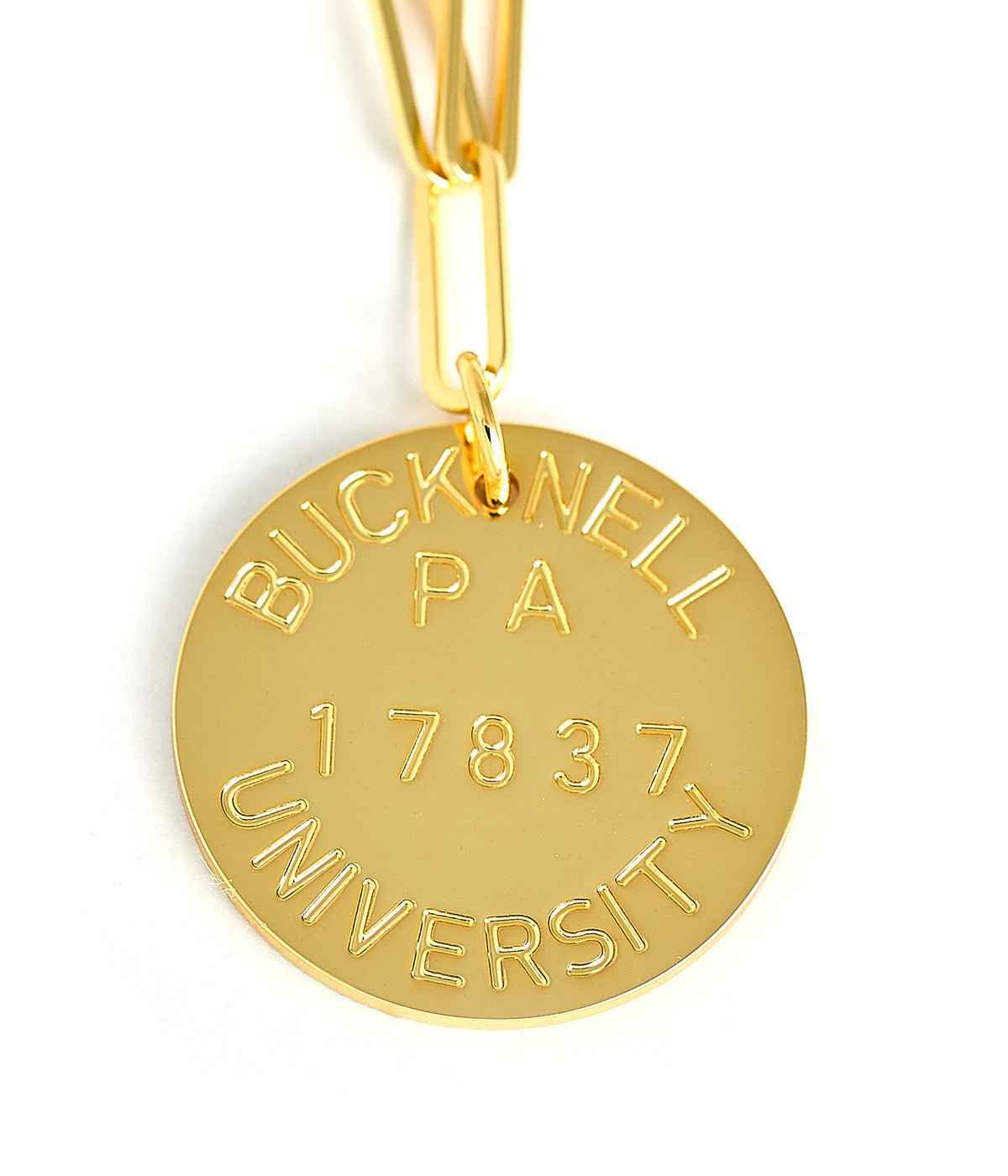 College Tag Charm Necklace - 18k Gold Plated Paper Clip Chain