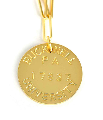 College Tag Charm Necklace - 18k Gold Plated Paper Clip Chain