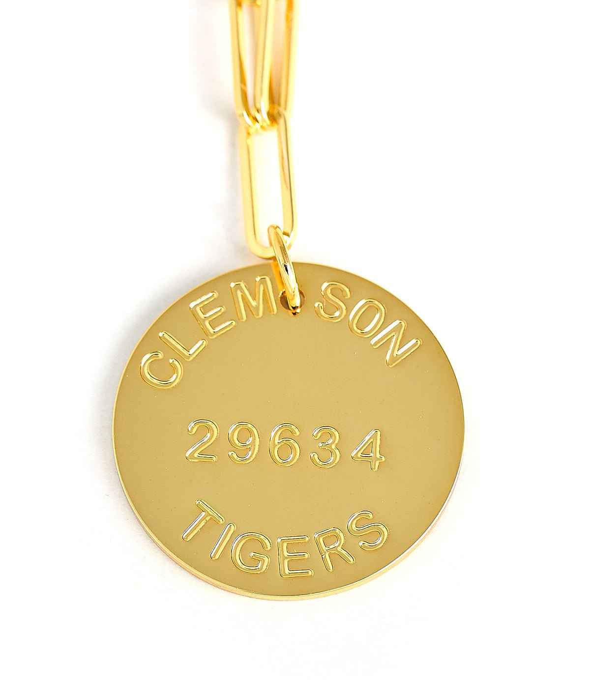 College Tag Charm Necklace - 18k Gold Plated Paper Clip Chain