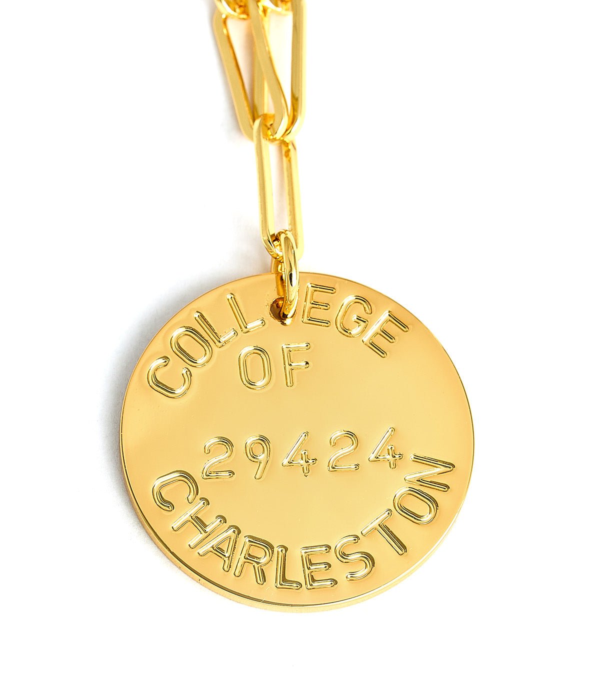 College Tag Charm Necklace - 18k Gold Plated Paper Clip Chain