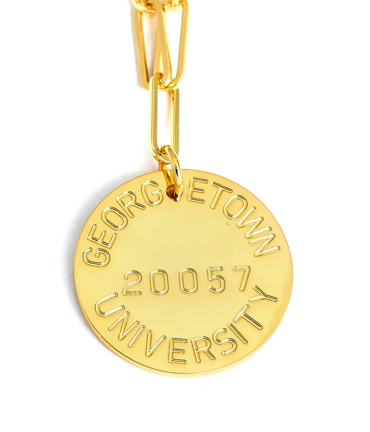 College Tag Charm Necklace - 18k Gold Plated Paper Clip Chain