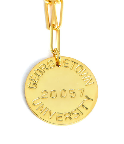 College Tag Charm Necklace - 18k Gold Plated Paper Clip Chain