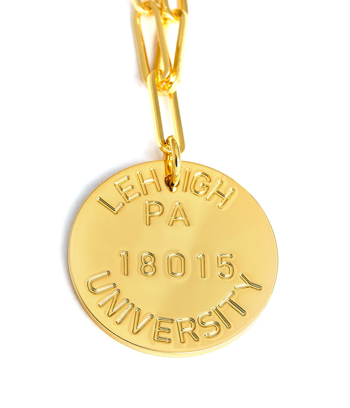 College Tag Charm Necklace - 18k Gold Plated Paper Clip Chain