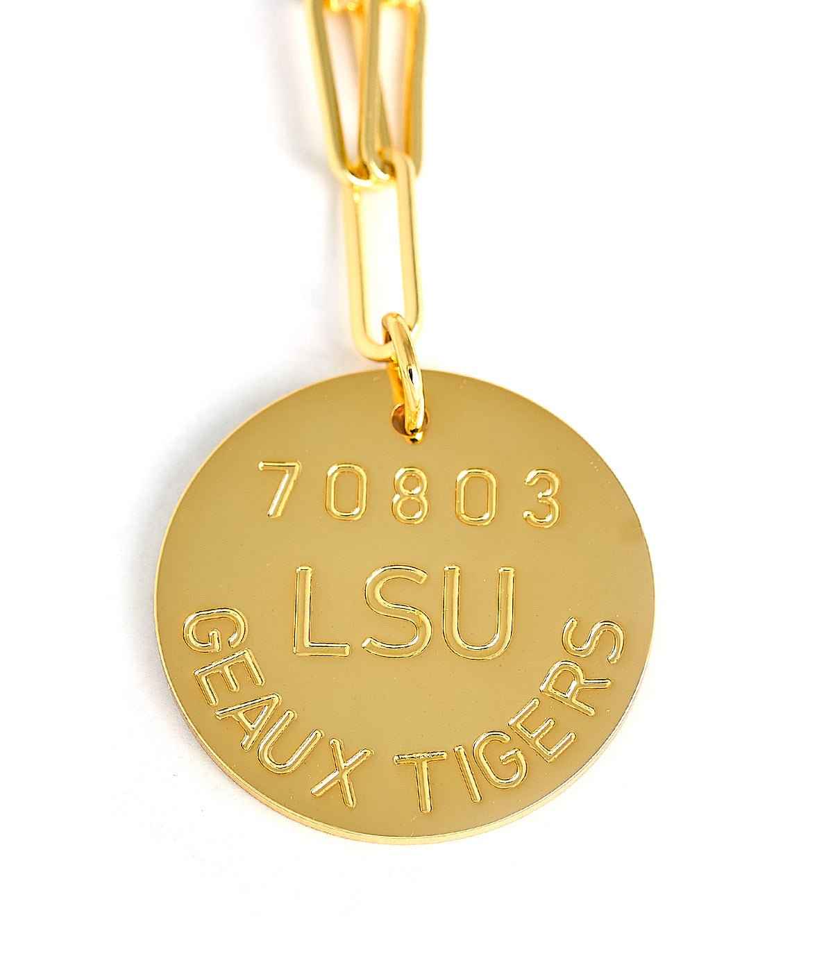 College Tag Charm Necklace - 18k Gold Plated Paper Clip Chain