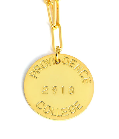 College Tag Charm Necklace - 18k Gold Plated Paper Clip Chain