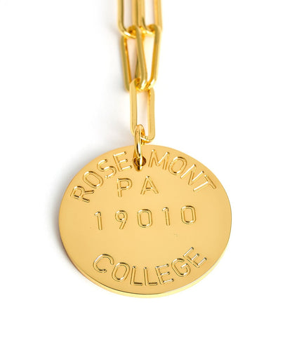 College Tag Charm Necklace - 18k Gold Plated Paper Clip Chain