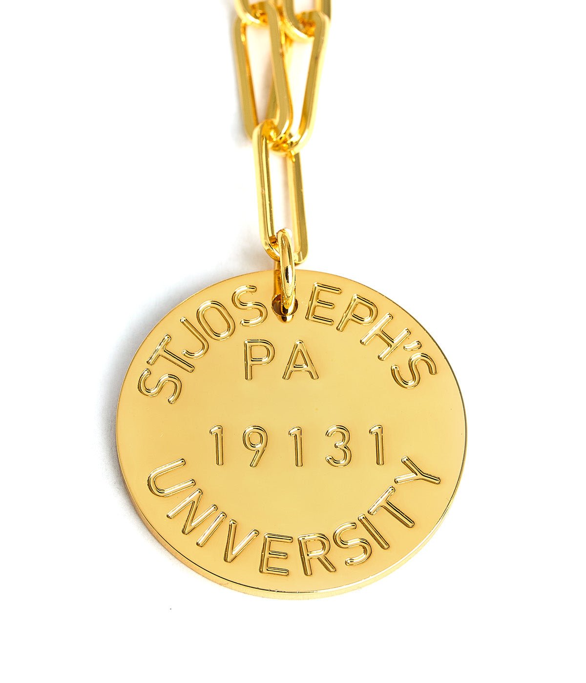 College Tag Charm Necklace - 18k Gold Plated Paper Clip Chain