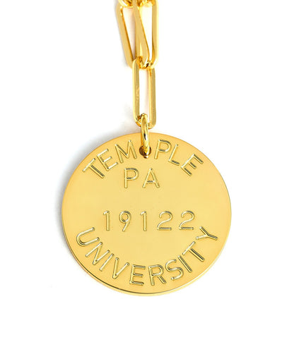 College Tag Charm Necklace - 18k Gold Plated Paper Clip Chain