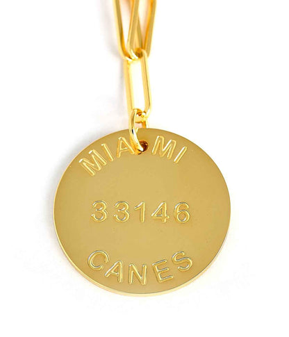 College Tag Charm Necklace - 18k Gold Plated Paper Clip Chain