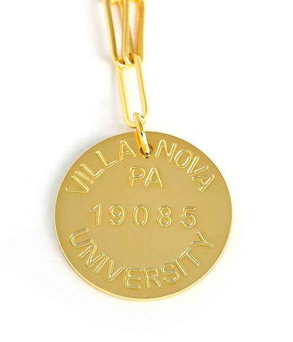College Tag Charm Necklace - 18k Gold Plated Paper Clip Chain