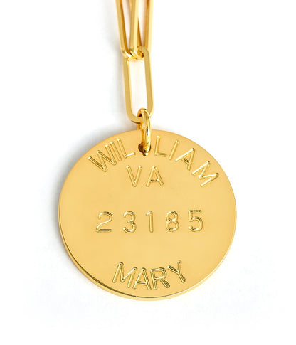 College Tag Charm Necklace - 18k Gold Plated Paper Clip Chain