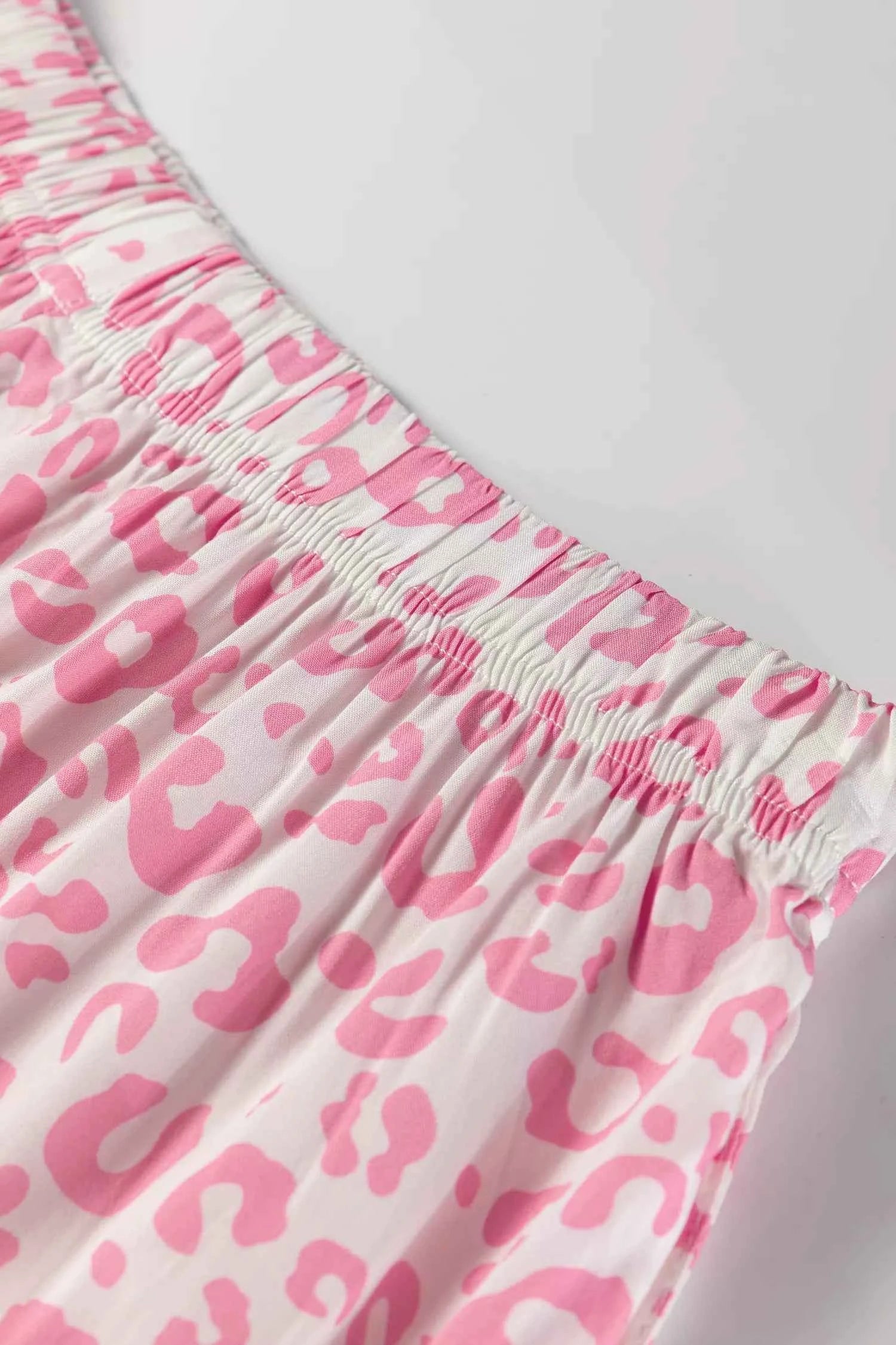 Leopard Print Button Up Top and Pants 2cps Pajama Set