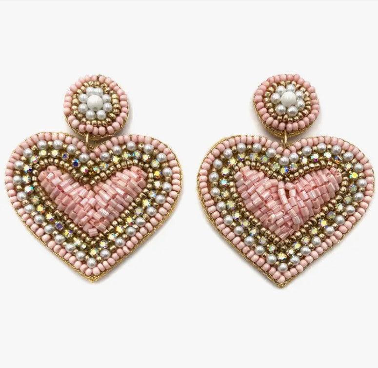 Deep in the Heart Pink Seed Bead Earrings - Sorelle Gifts