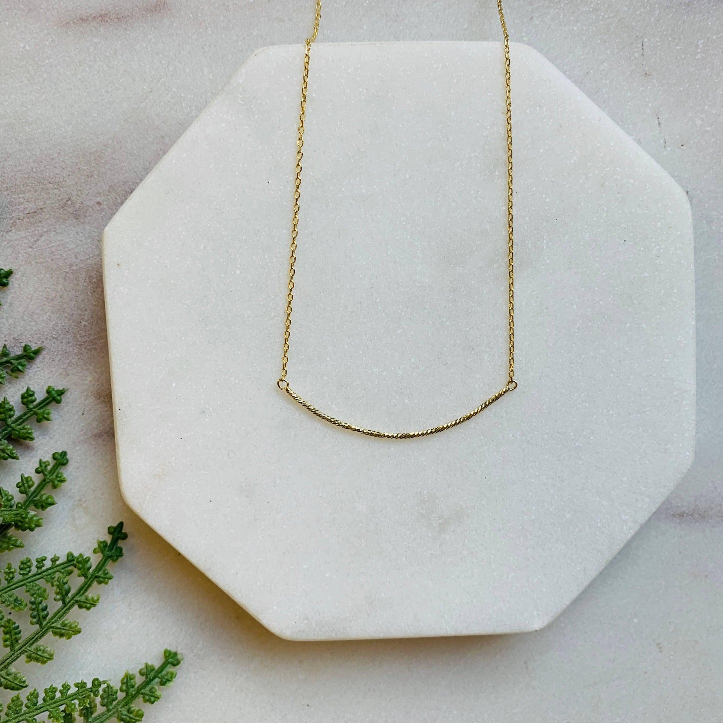 Delicate Gold Curved Bar Necklace - Sorelle Gifts