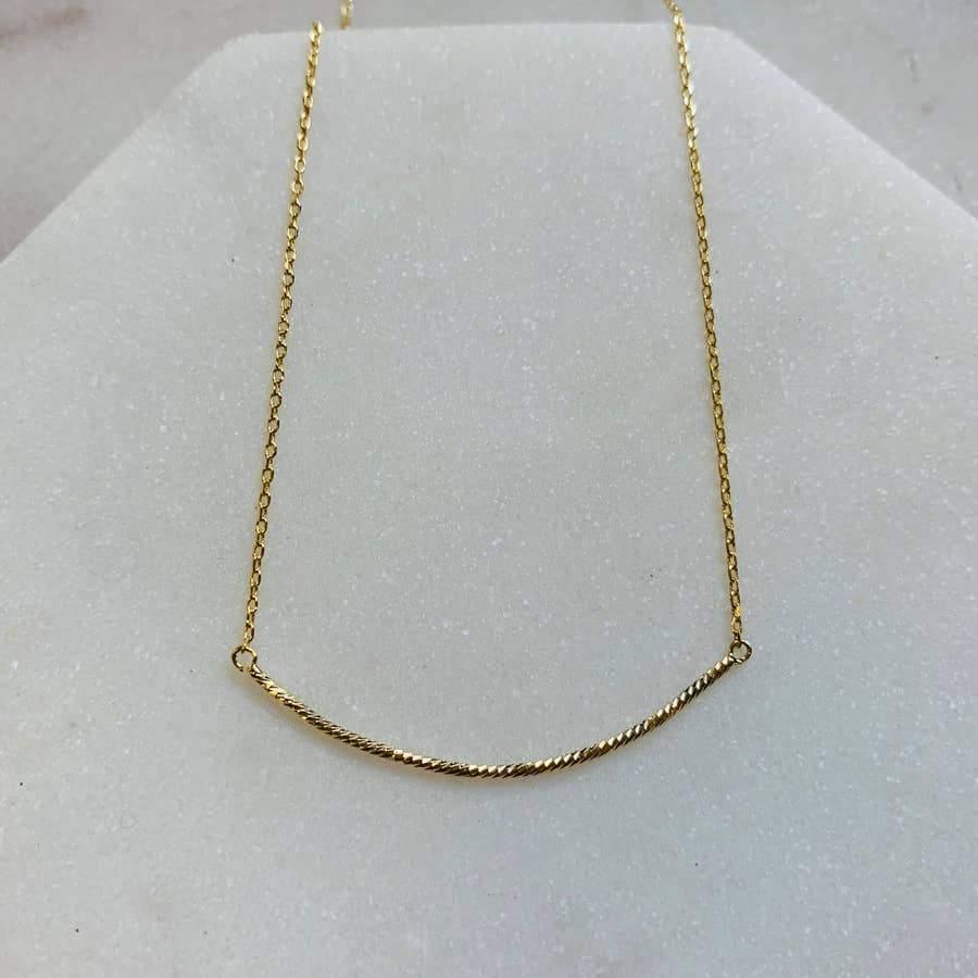 Delicate Gold Curved Bar Necklace - Sorelle Gifts