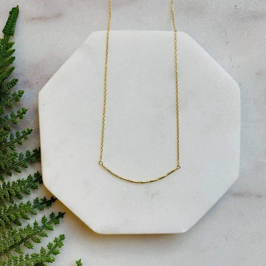 Delicate Gold Curved Bar Necklace - Sorelle Gifts