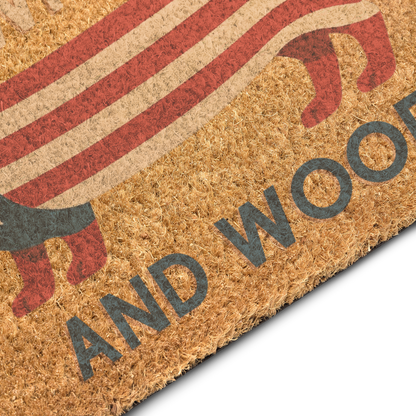 Red White & Woof Dachshund doormat