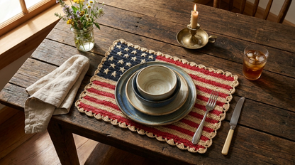 Handcrafted Scalloped Americana Placemats-American Flag Design - Payton James X Tuckernuck