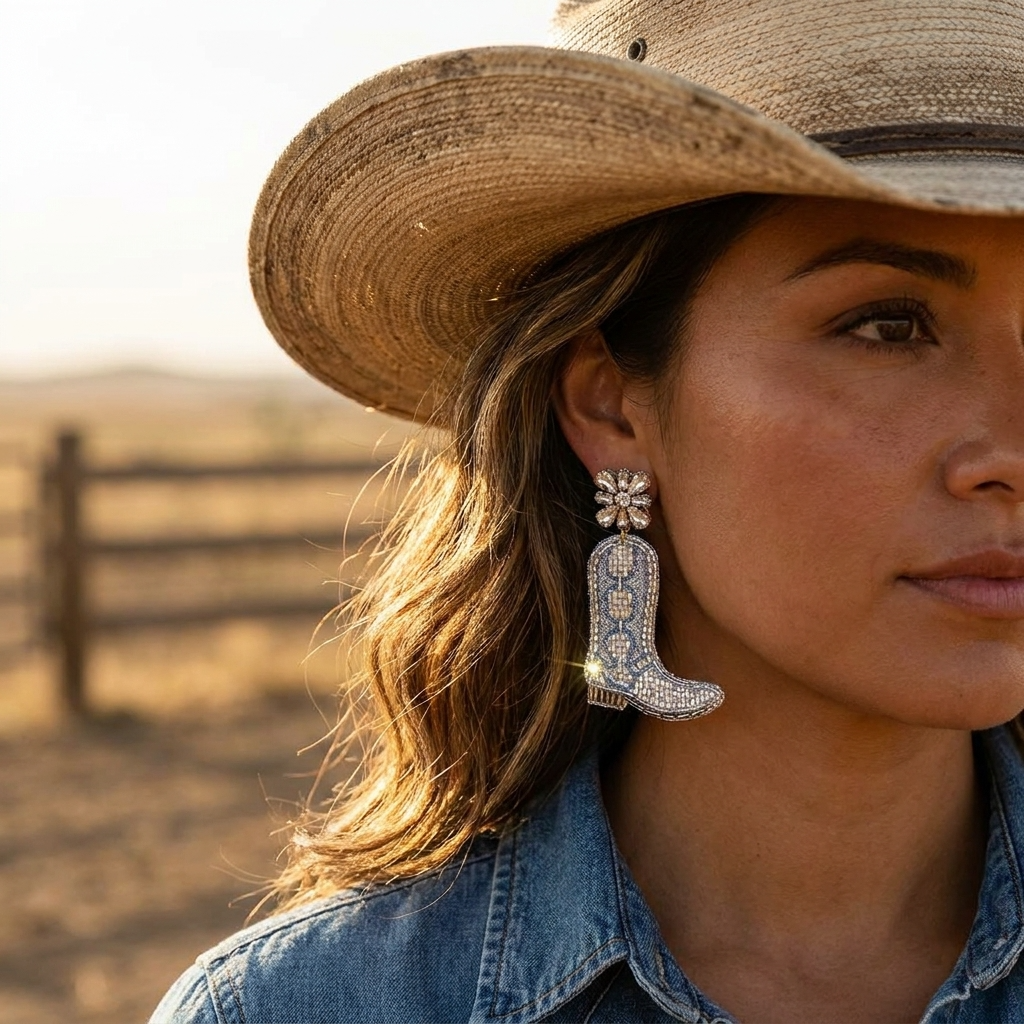 Let's Go Girls Beaded Boot Earrings