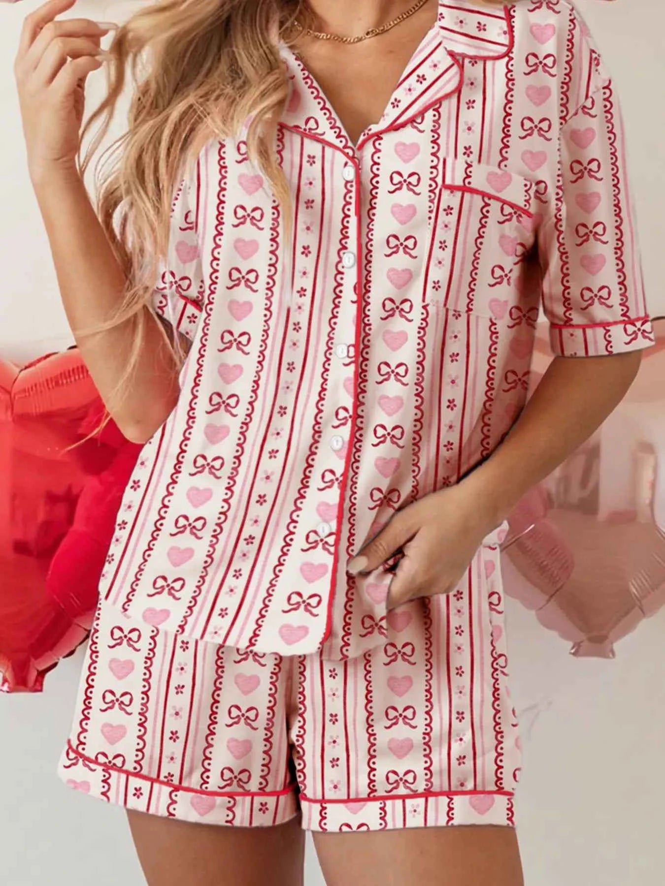 Romance Ribbon Heart Pajama Set