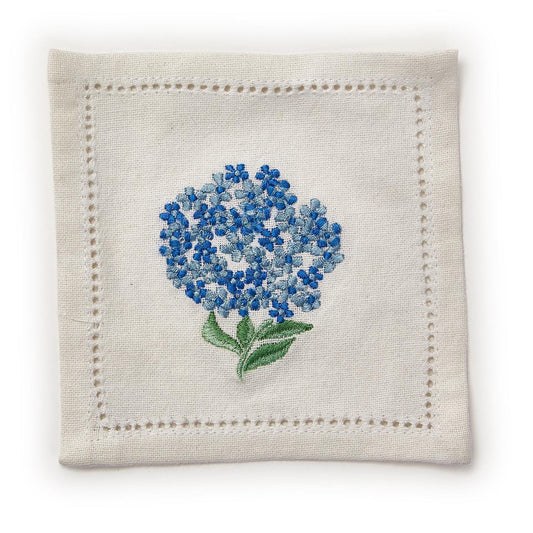 Embroidered Hydrangea Cocktail Napkins - Sorelle Gifts