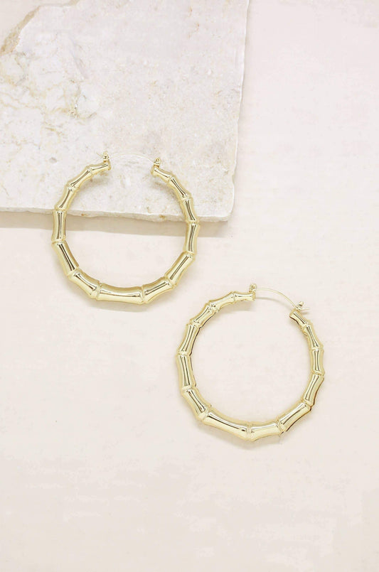 Bamboo Hoop Earrings in Gold - Sorelle Gifts