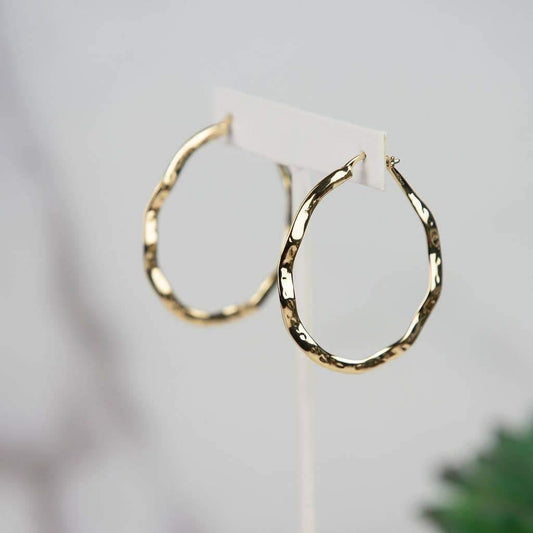 Ama Hammered Hoops in Gold - Sorelle Gifts